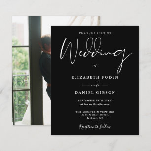Lámina Invitación de boda en blanco y negro con foto econ
