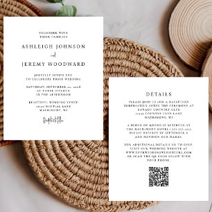 Lámina Invitación de Boda en Código QR Blanco y Negro Eco