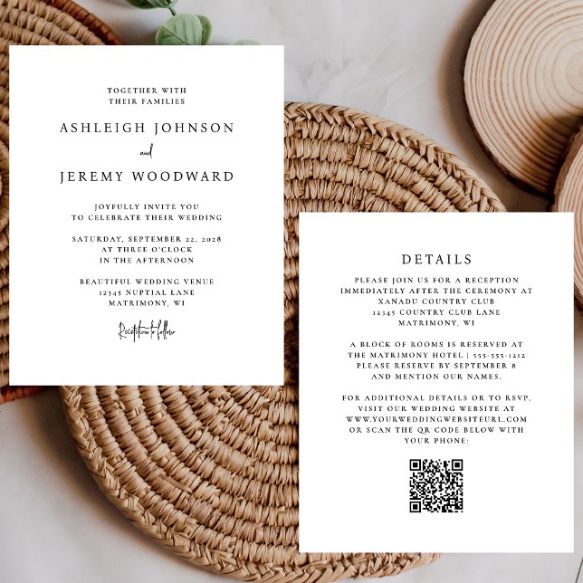Lámina Invitación de Boda en Código QR Blanco y Negro Eco (Subido por el creador)