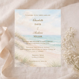 Lámina Invitación de boda en la costa de la playa