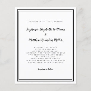 Lámina Invitación de boda en negro y blanco con presupues
