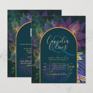 Lámina INVITACIÓN de boda en tonos JEWEL de color púrpura