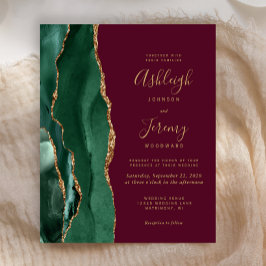 Lámina Invitación de boda esmeralda verde asequible burgu