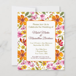 Lámina Invitación de boda floral acuarela personalizada