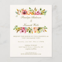 Invitación de boda floral acuarela rústica económi