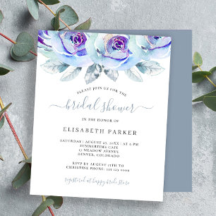 Lámina Invitación de boda floral azul polvoriento de pres
