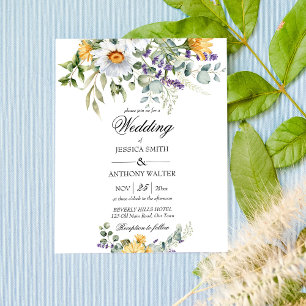 Lámina Invitación de boda floral con flores silvestres de