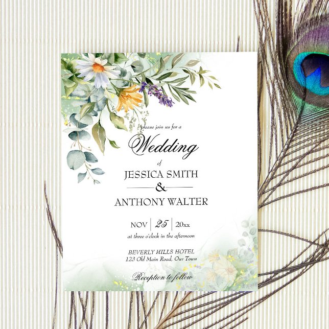 Lámina Invitación de boda floral con flores silvestres de (Subido por el creador)