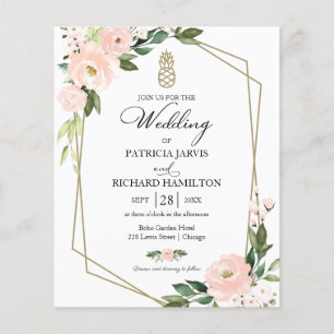 Lámina Invitación de boda floral con rubor rosa presupues
