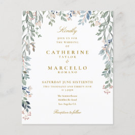 Lámina Invitación de boda floral con vegetación al presup