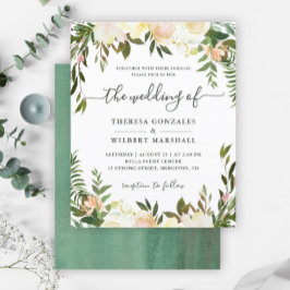 Lámina Invitación de boda floral con vegetación económica