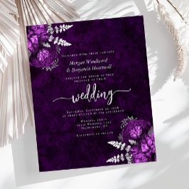 Lámina Invitación de boda floral de ciruela morada platea