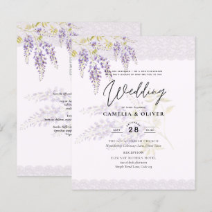 Lámina Invitación de boda floral de encaje WISTERIA morad