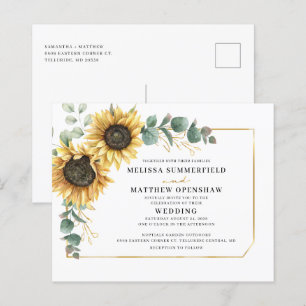 Lámina Invitación de boda floral de eucalipto y girasol c