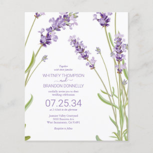 Lámina Invitación de boda floral de lavanda presupuesto