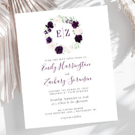 Lámina Invitación de boda floral de monograma de presupue