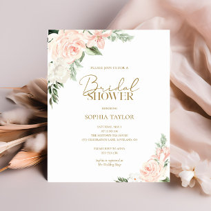 Lámina Invitación de boda floral de oro rosa con presupue
