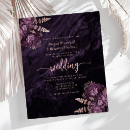 Lámina Invitación de boda floral de oro rosa con presupue