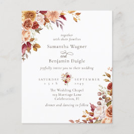 Lámina Invitación de boda floral de otoño de presupuesto