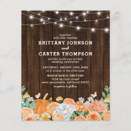 Lámina Invitación de boda floral de otoño rústica económi