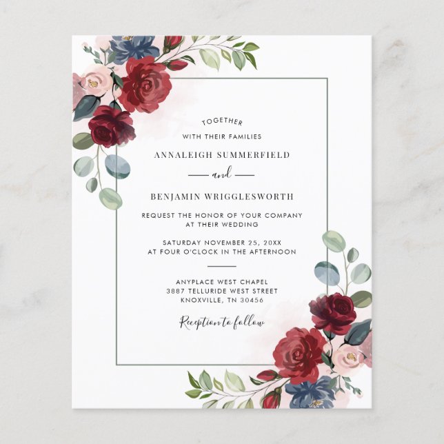 Lámina Invitación de Boda Floral de Primavera Presupuesto (Anverso)