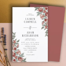 Invitación de boda floral de terracota de otoño ec