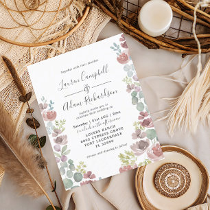 Lámina Invitación de boda floral de terracota naranja eco