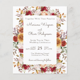 Lámina Invitación de boda floral moderna y económica de o