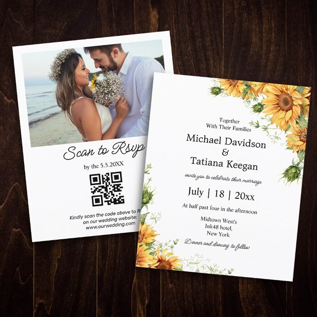 Lámina invitación de boda floral qr código de flor (Subido por el creador)