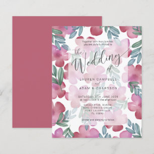Lámina Invitación de boda floral rosa con estilo boho eco
