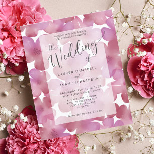 Lámina Invitación de boda floral rosa con estilo boho eco
