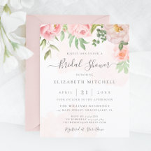 Invitación de boda floral rosa económico