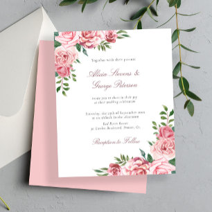 Lámina Invitación de boda floral rosa pálido económica