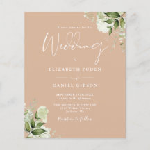Invitación de boda floral verde presupuesto en col