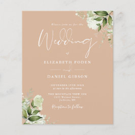 Lámina Invitación de boda floral verde presupuesto en col