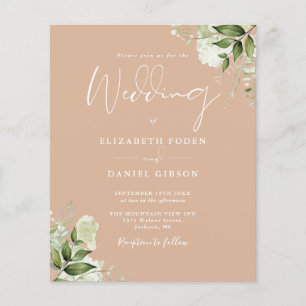 Lámina Invitación de boda floral verde presupuesto en col