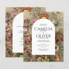 Lámina Invitación de boda floral vintage botánico de colo
