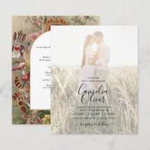 Invitación de boda floral vintage botánico de colo