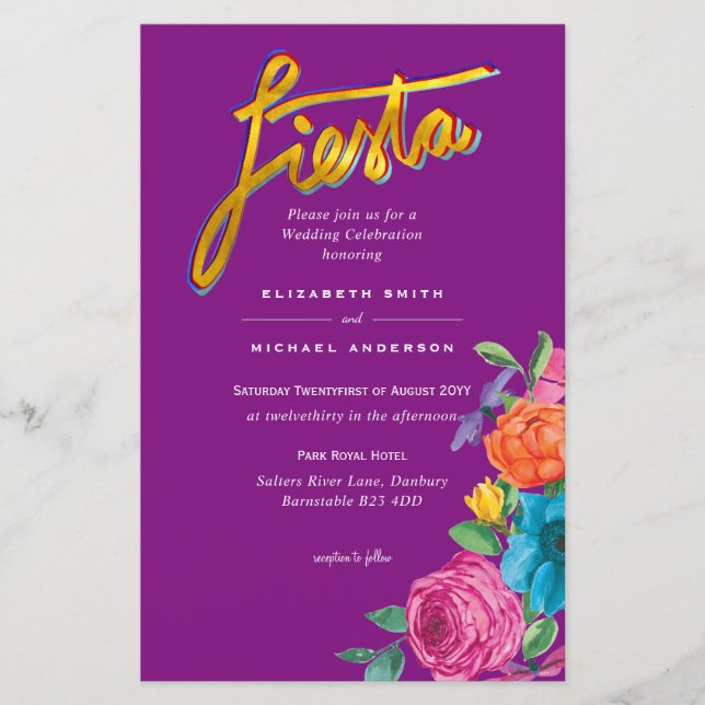 Lámina Invitación de Boda Folkart Fiesta de Flores Boda (Anverso)