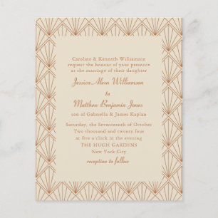 Lámina Invitación de boda formal Art Deco naranja quemada