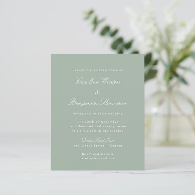 Lámina Invitación de boda formal elegante Presupuesto Sab (Anverso de pie)