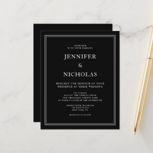 Lámina Invitación de boda formal elegante y económica neg