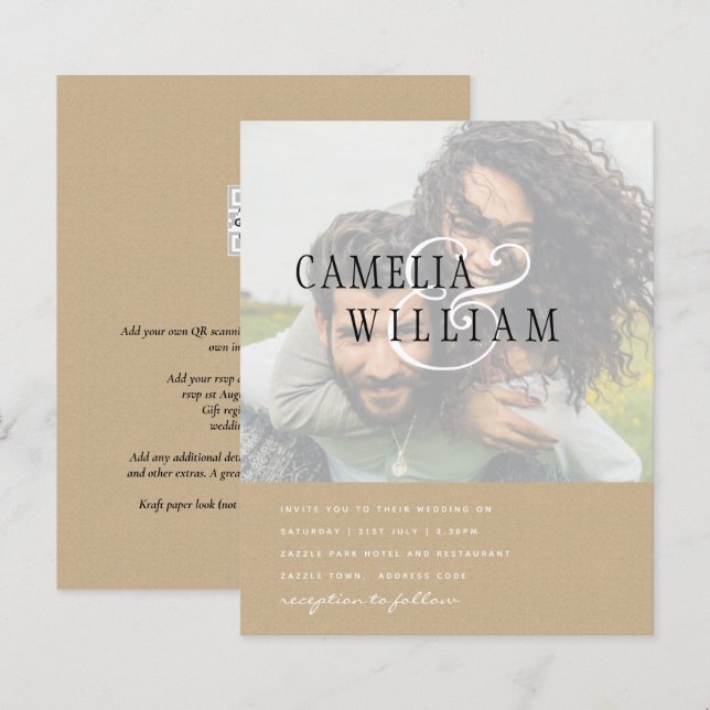 Lámina Invitación de Boda Foto Anuncio de Compromiso Guar (Anverso / Reverso)