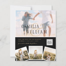 Lámina Invitación de Boda Foto Blanco y Negro Código QR G