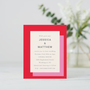 Lámina Invitación de boda geométrica audaz rosa rojo pres