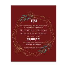 Invitación de boda geométrica de oro rojo de Borgo