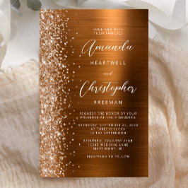 Lámina Invitación de boda glamour de cobre económica