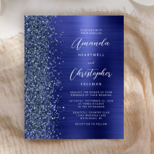 Lámina Invitación de boda glamurosa con purpurina azul ma