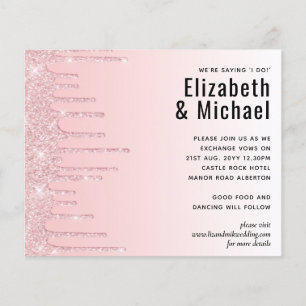 Lámina Invitación de boda glitter rosa bonito presupuesto