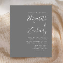 Invitación de Boda Gris de Escritura Moderna Econó
